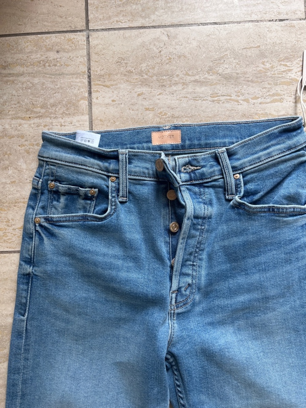 MOTHER Light Blue High-Rise Button-Fly Jeans
